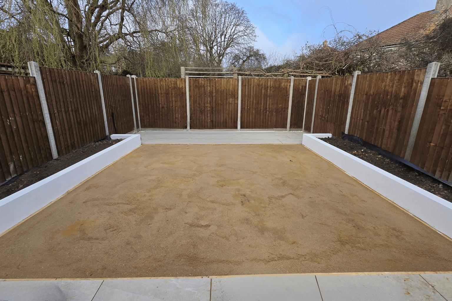 before artificial grass installation in SE London garden